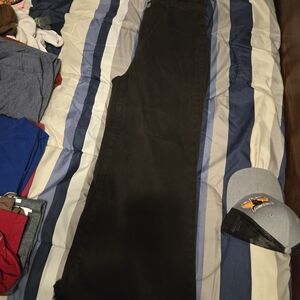 Zenana Frayed Black Cotton Blend Pants Size Large